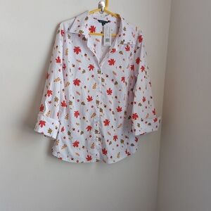 Zac & Rachel Blouse Women 3X Multicolor Shirt Novelty Button Down Casual Versati